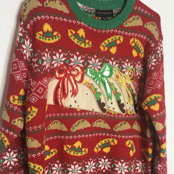 Christmas Sweater Tacos  Unisex Men Women Ugly Mexican Fiesta Size Medium - Picture 12 of 13